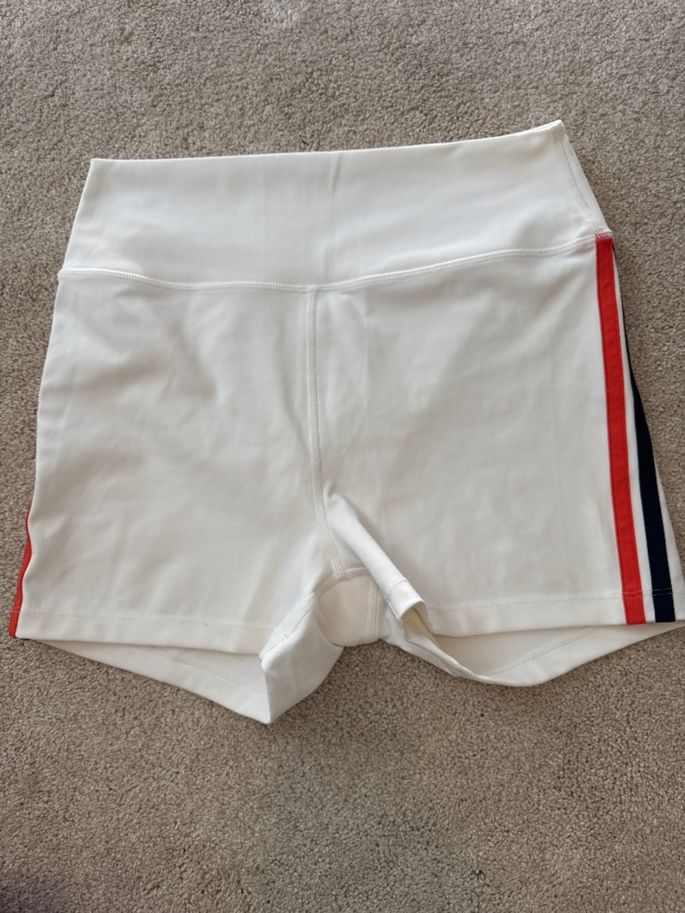 NWOT Spandex shorts with stripes on side